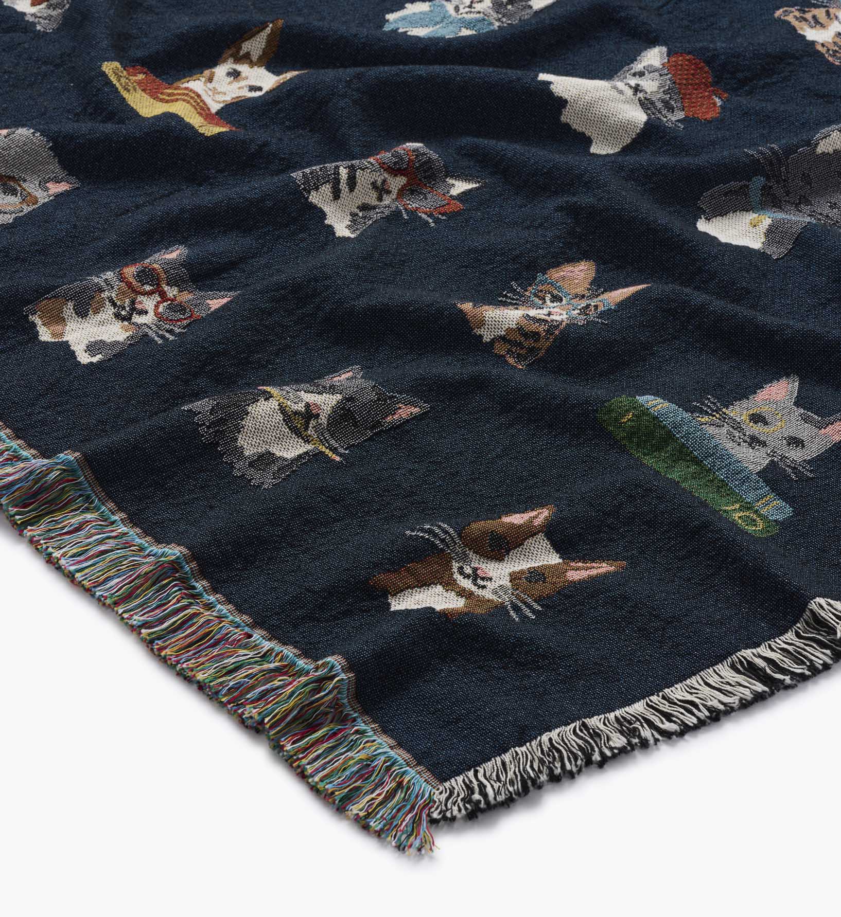 Cloverpaperco™ - Woven Blanket - Studious Cats