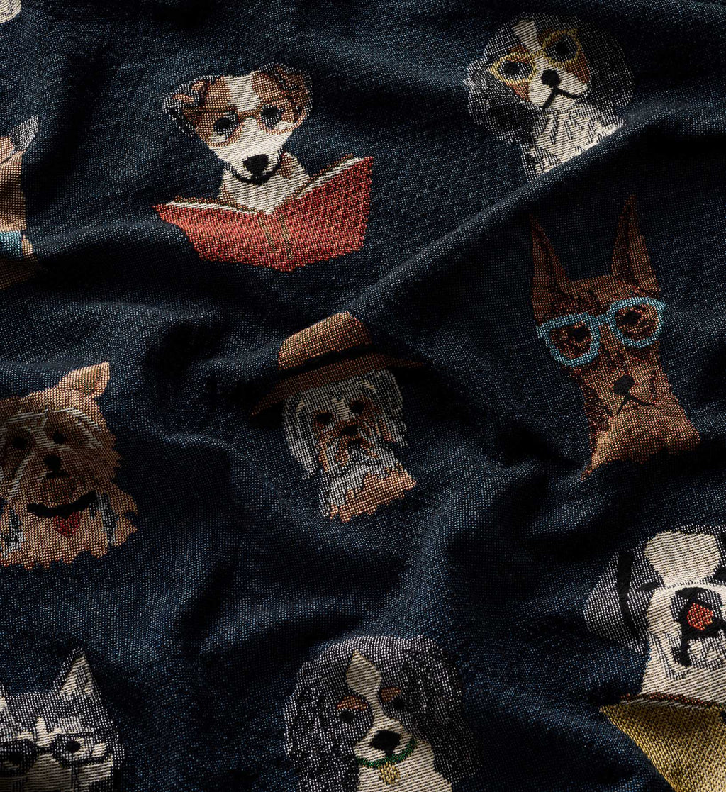 Cloverpaperco™ - Woven Blanket - Studious Dogs