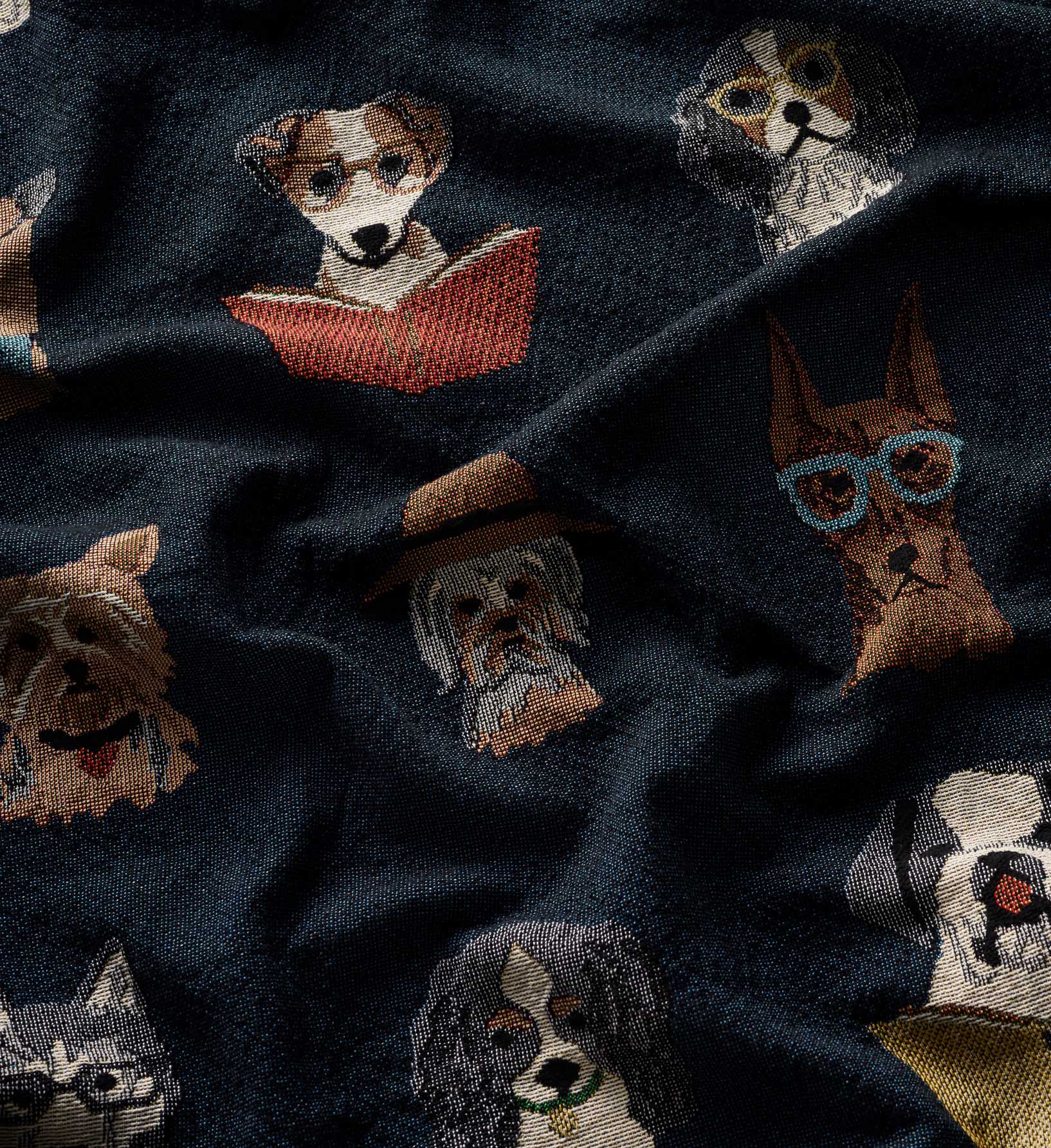 Cloverpaperco™ - Woven Blanket - Studious Dogs