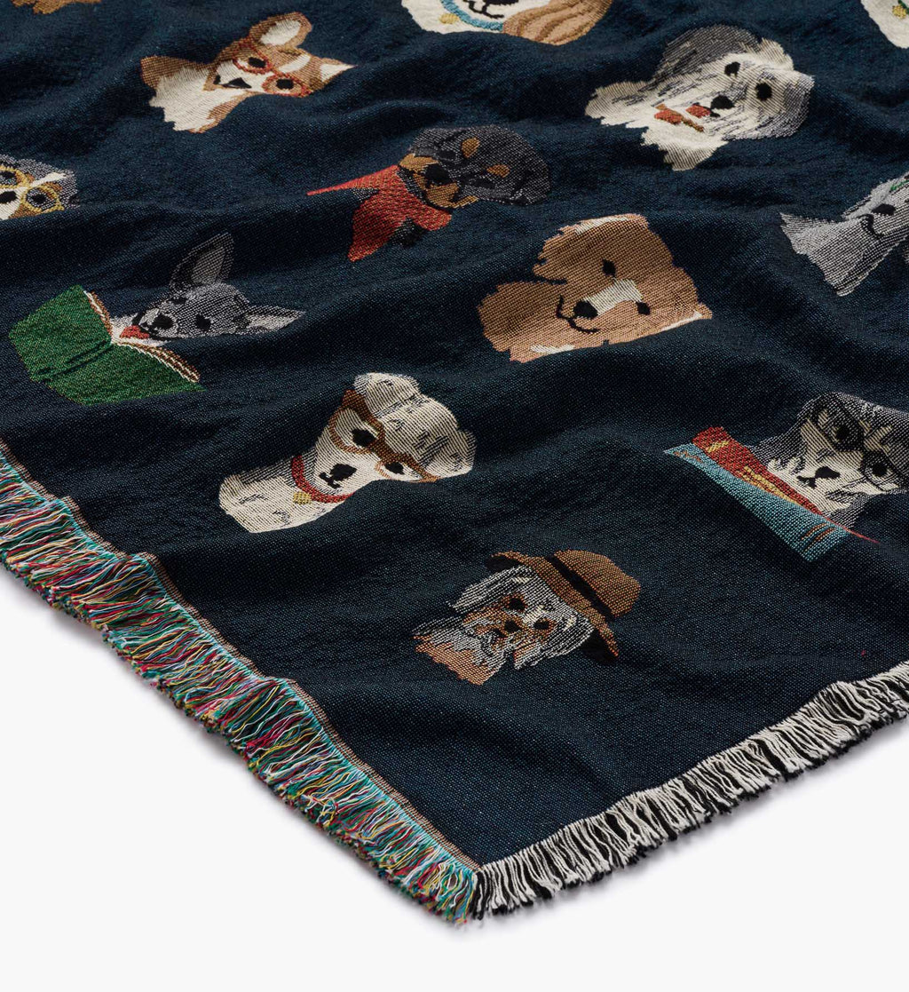 Cloverpaperco™ - Woven Blanket - Studious Dogs