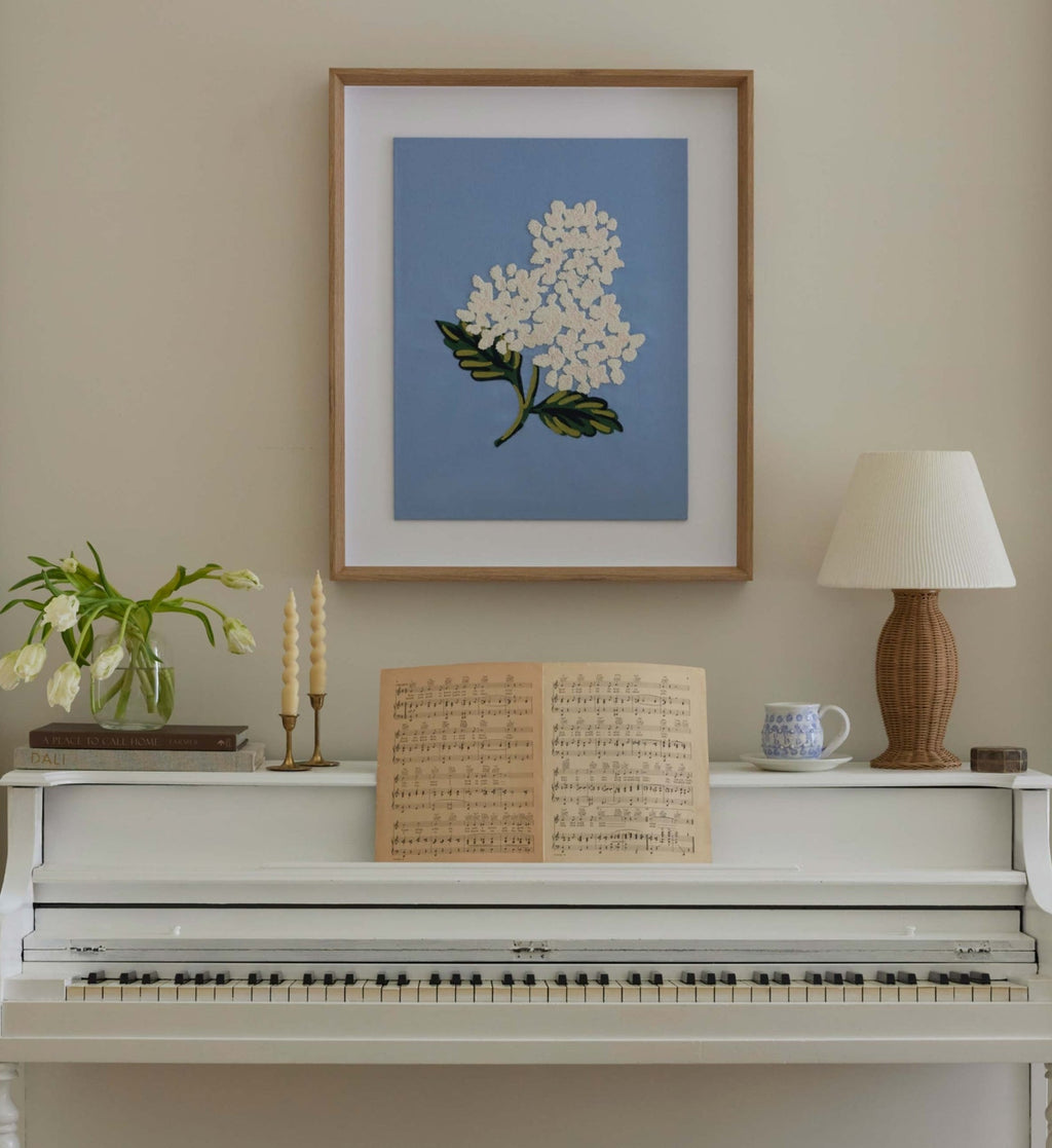 Cloverpaperco™ - Framed Wall Art - Hydrangea Blue