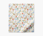 Cloverpaperco™ - Percale Flat Sheet - Strawberry Fields White