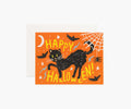 Cloverpaperco™ - Black Cat Halloween Card - Single Card