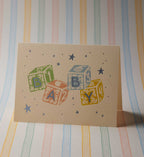 Cloverpaperco™ - Classic Baby Blocks Baby Card - Single Card