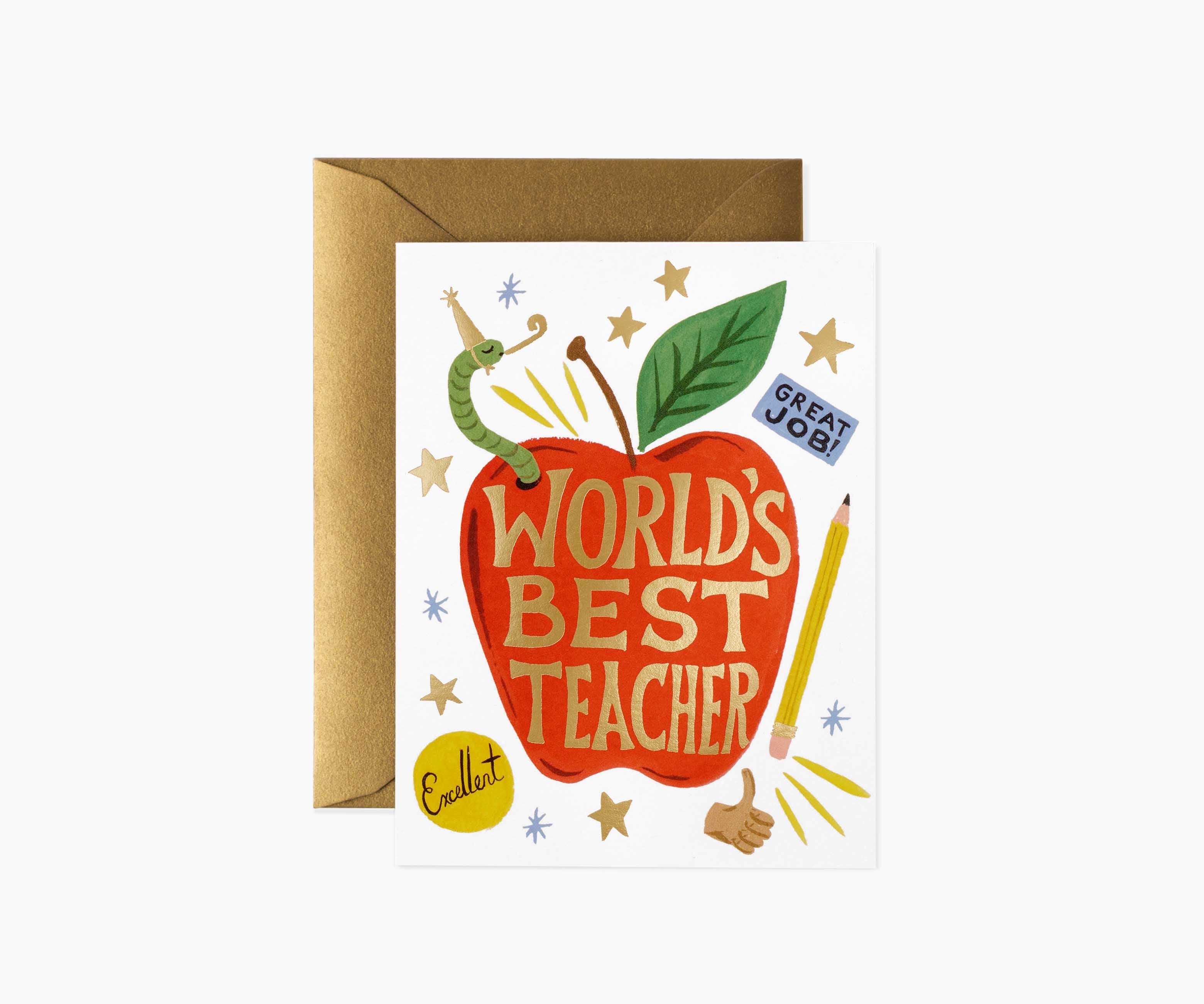 Cloverpaperco™ - World's Best Teacher Everyday Card - Single Card