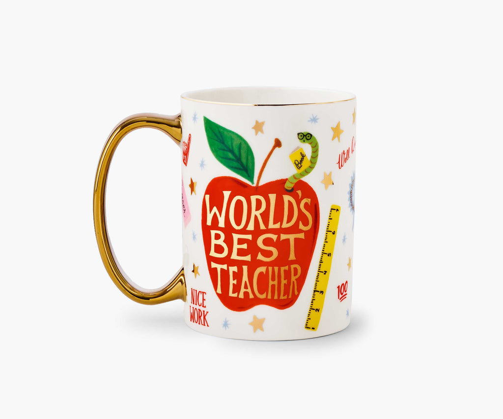 Cloverpaperco™ - Porcelain Mug - World's Best Teacher