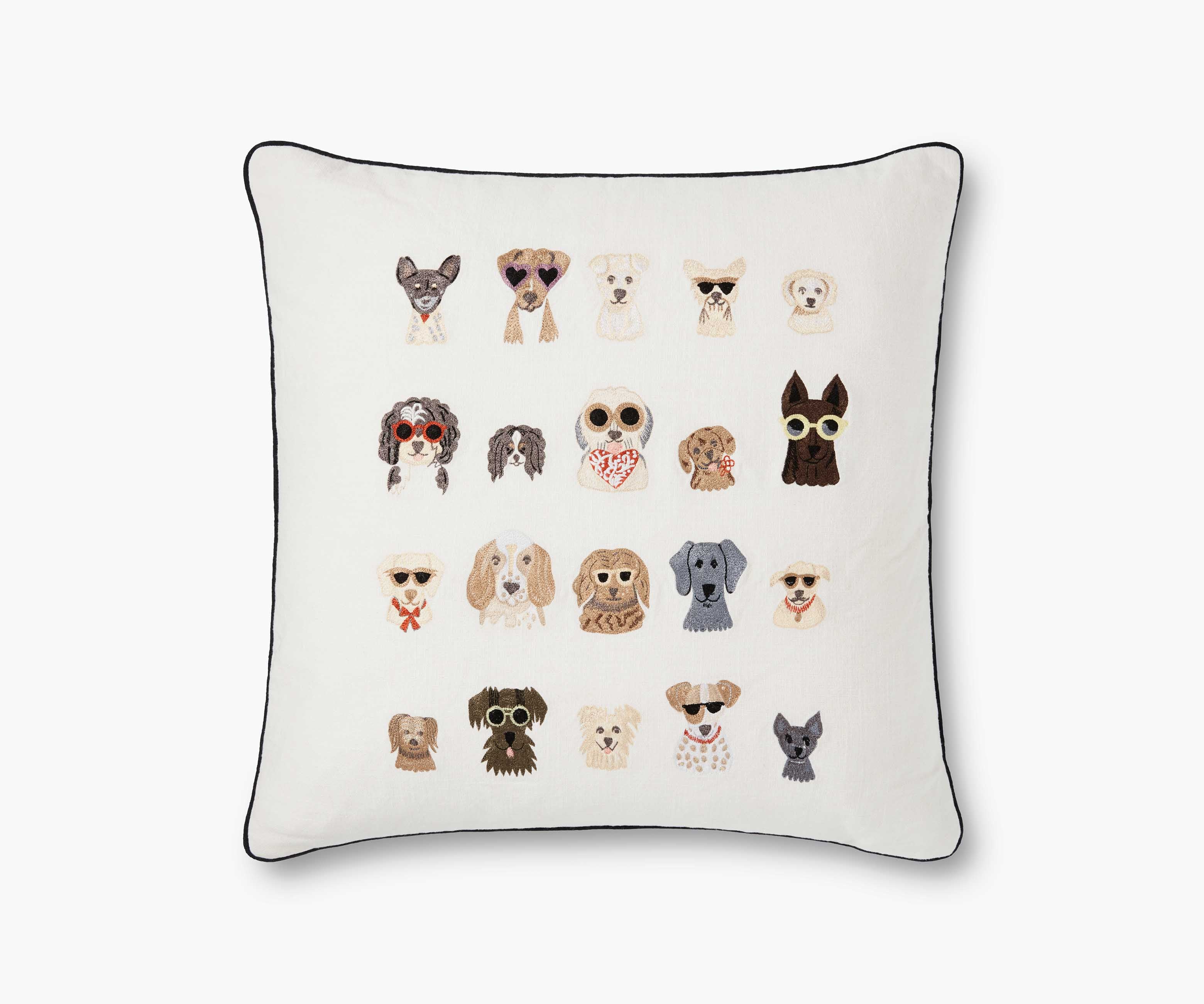 Cloverpaperco™ - Dog Days Embroidered Pillow - Cream