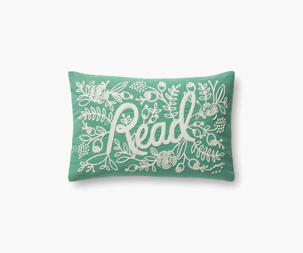 Cloverpaperco™ - Read Embroidered Pillow - Sage