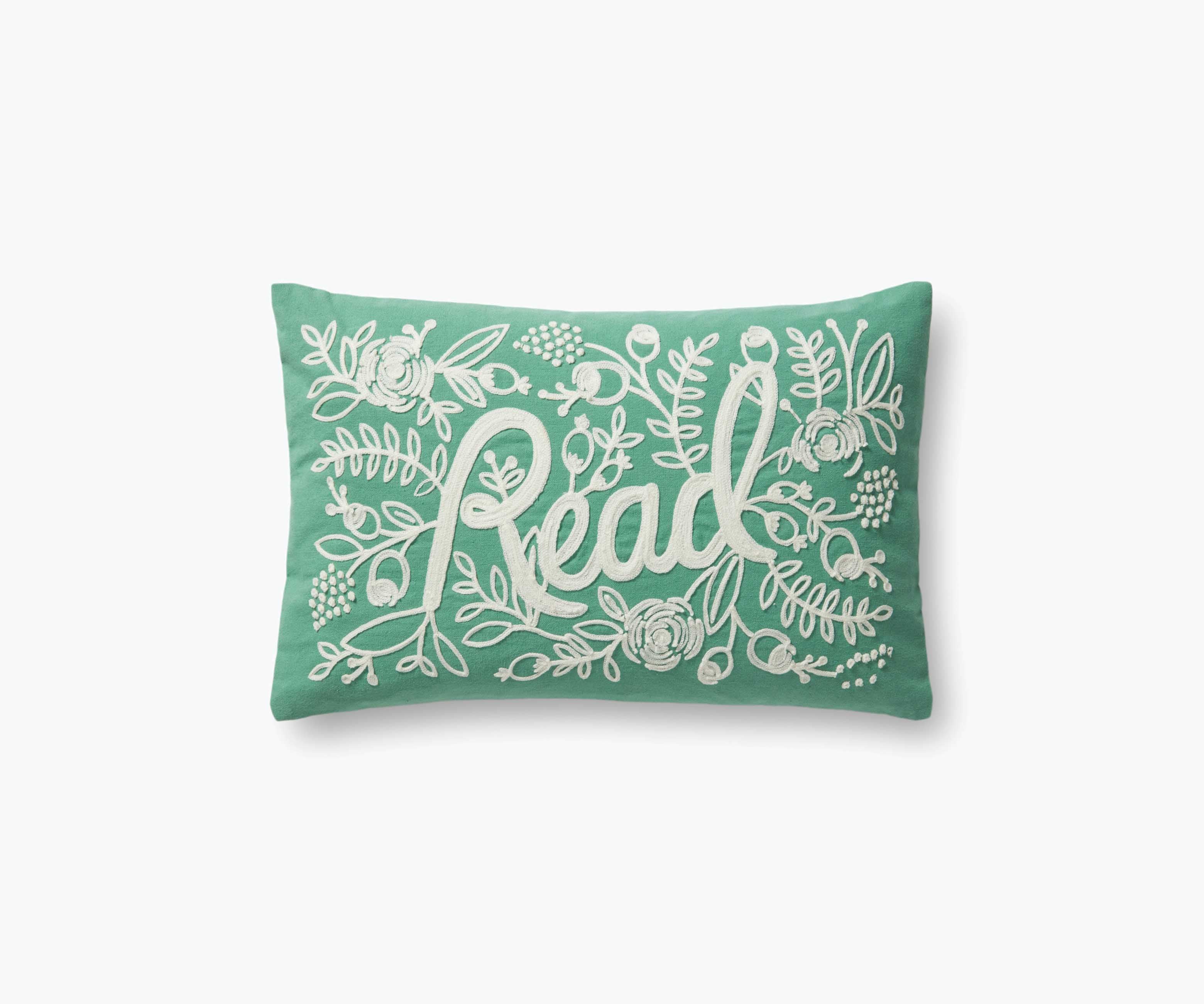 Cloverpaperco™ - Read Embroidered Pillow - Sage