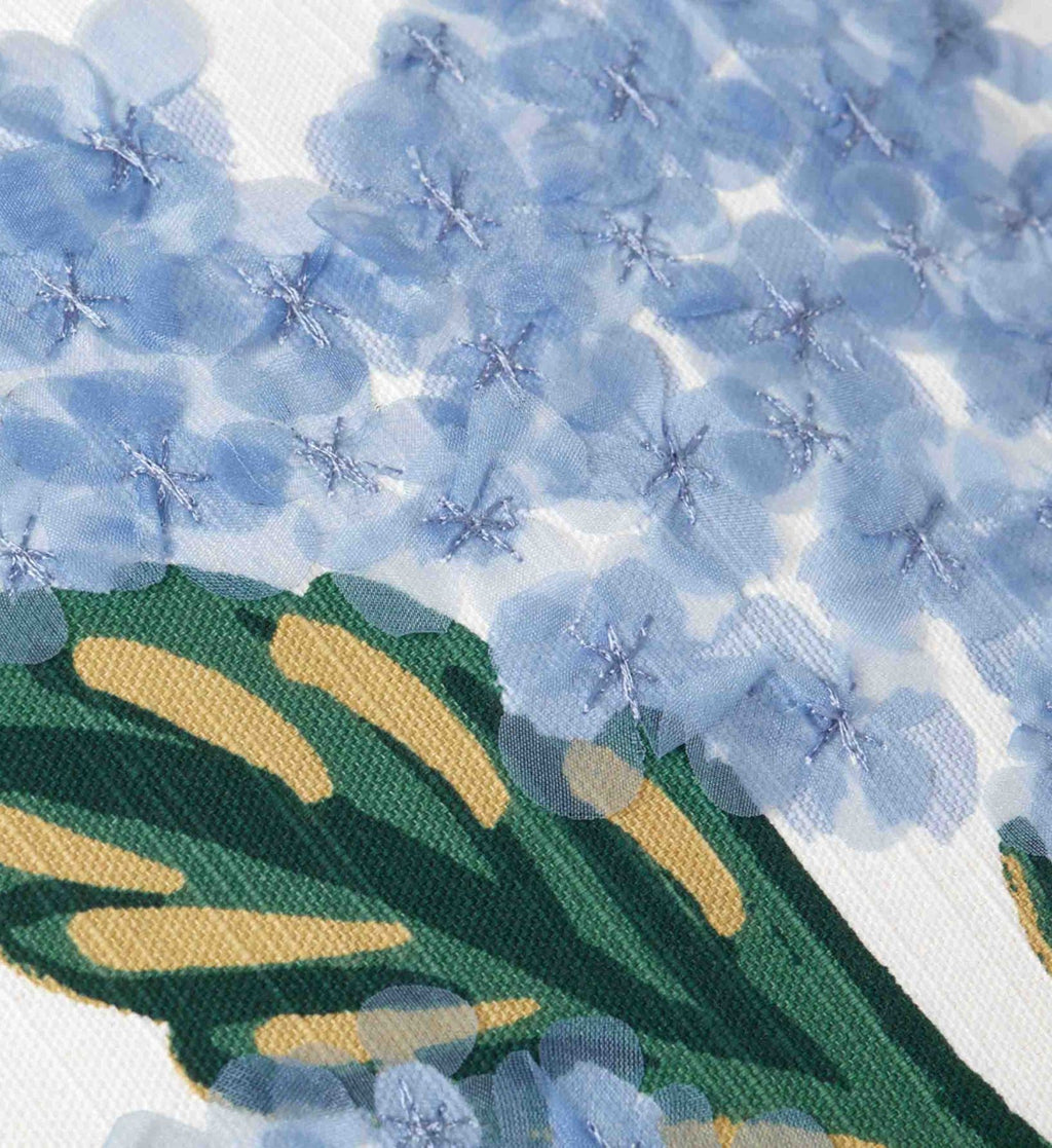 Cloverpaperco™ - Hydrangea Bouquet Embellished Pillow - Cream