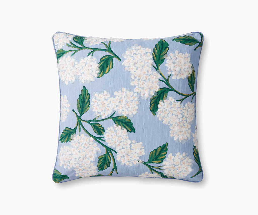 Cloverpaperco™ - Hydrangea Embellished Pillow - Blue