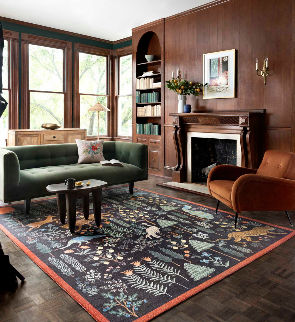 Cloverpaperco™ - Menagerie Les Fauves Printed Rug - Black