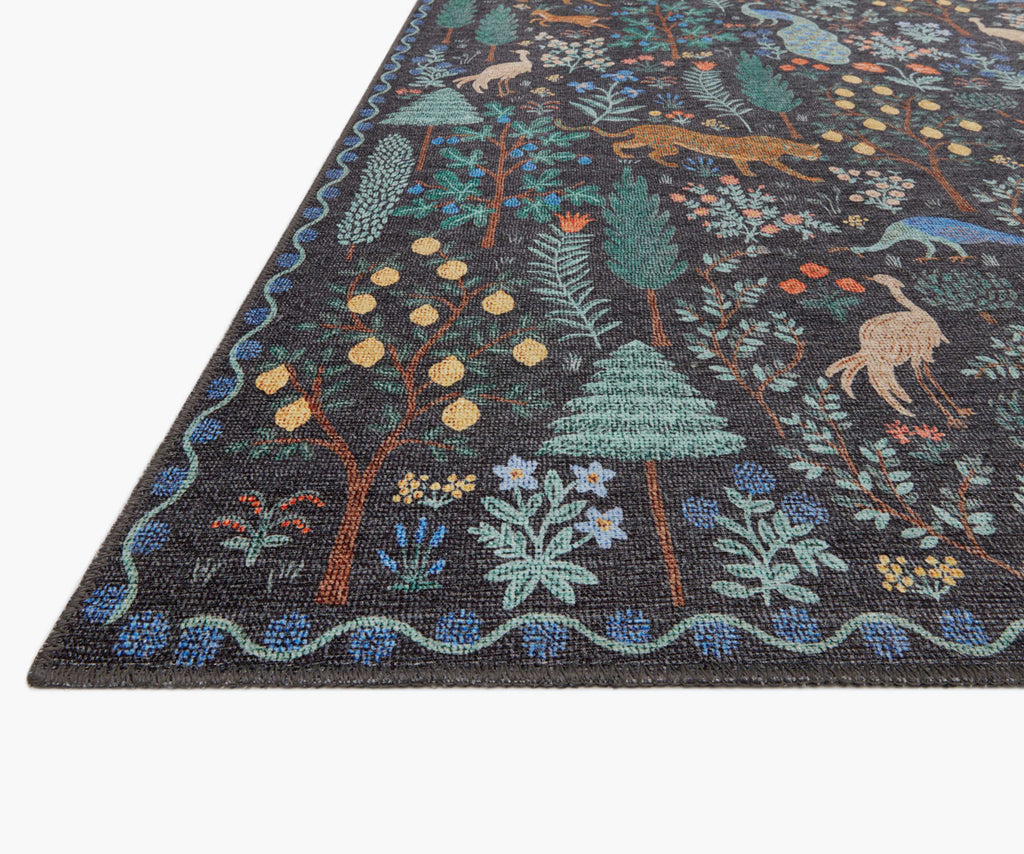 Cloverpaperco™ - Menagerie Forest Printed Rug - Black