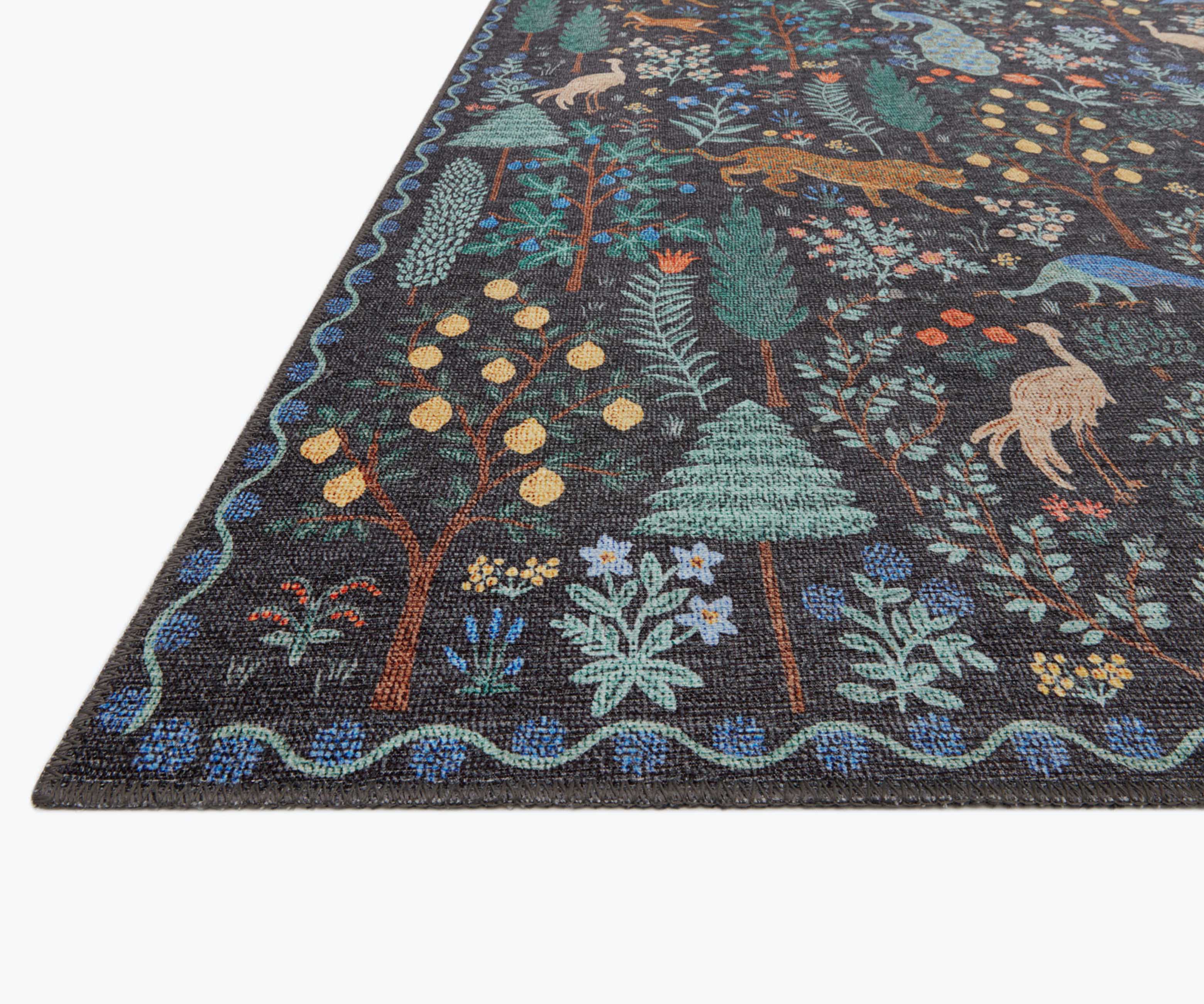 Cloverpaperco™ - Menagerie Forest Printed Rug - Black