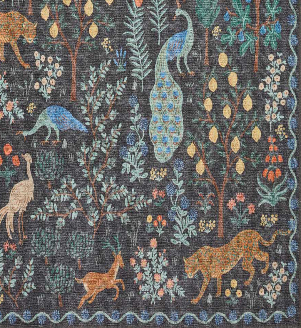 Cloverpaperco™ - Menagerie Forest Printed Rug - Black
