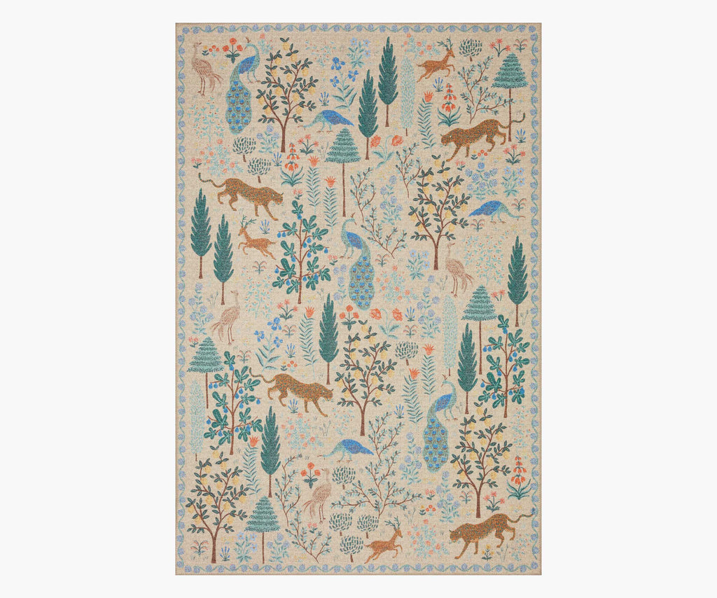 Cloverpaperco™ - Menagerie Forest Printed Rug - Cream