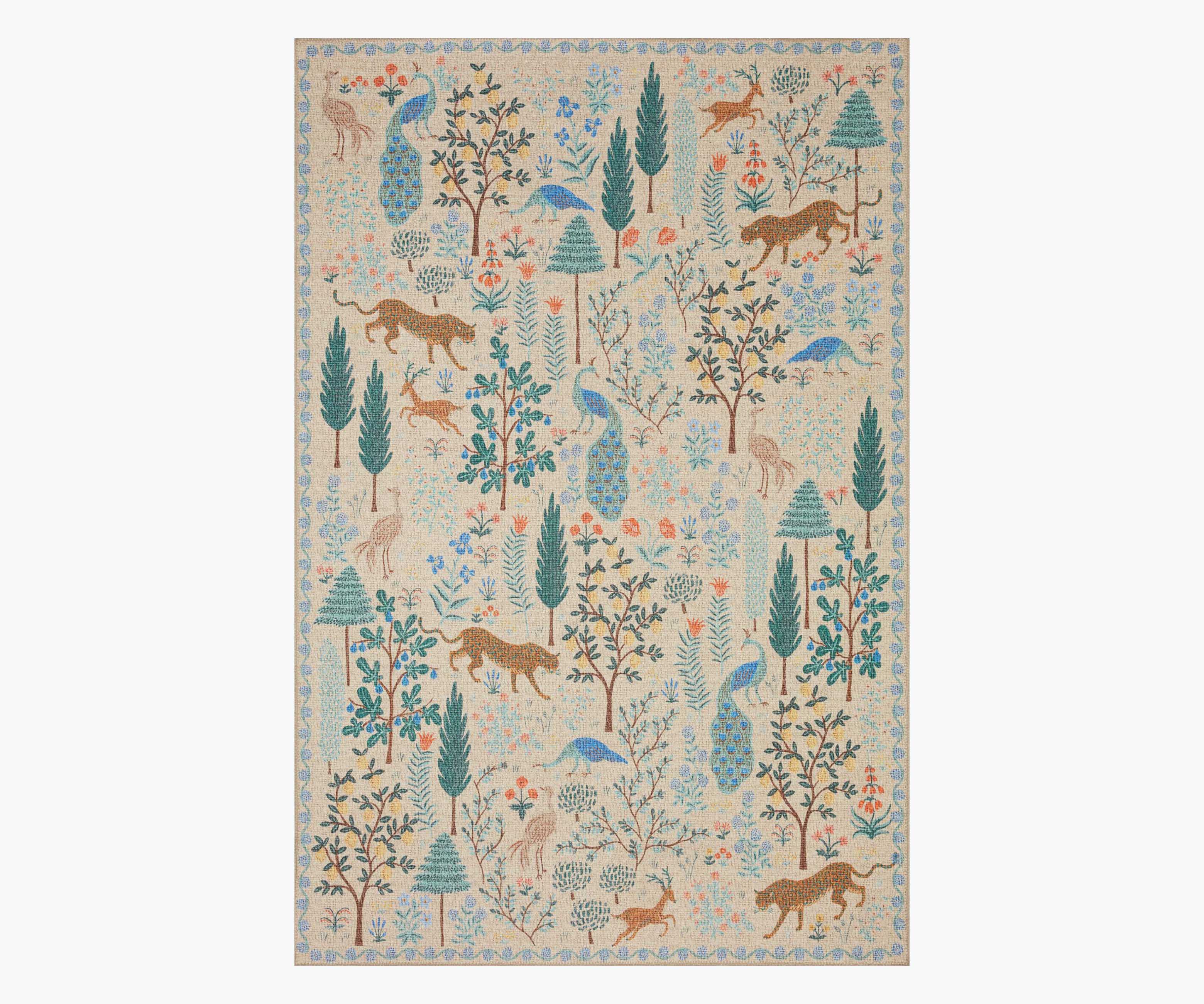 Cloverpaperco™ - Menagerie Forest Printed Rug - Cream