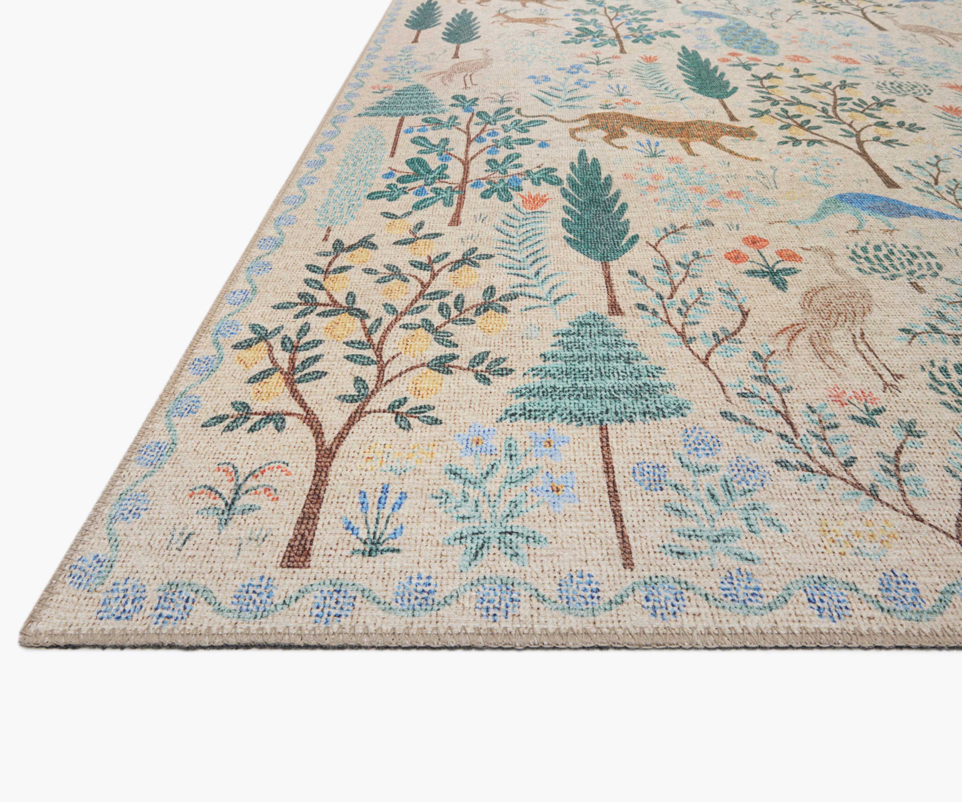 Cloverpaperco™ - Menagerie Forest Printed Rug - Cream