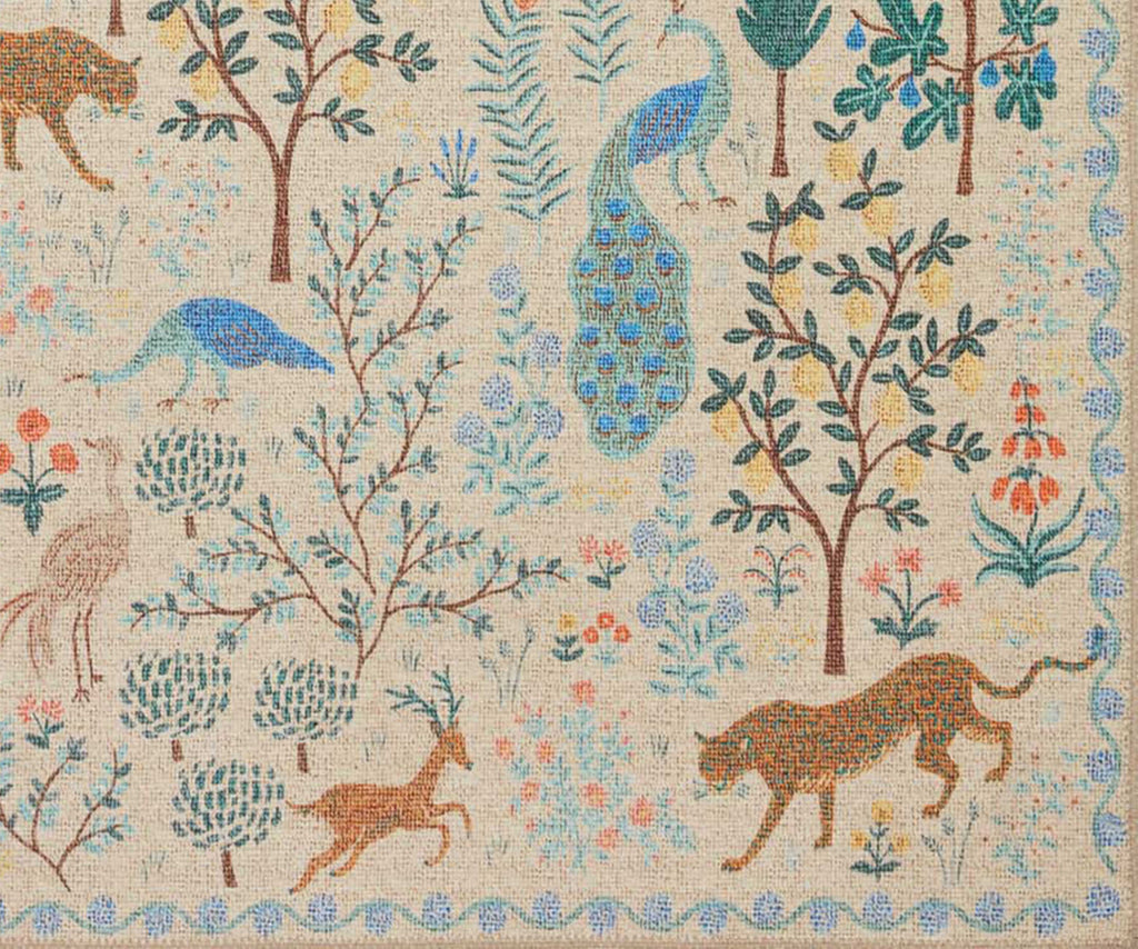 Cloverpaperco™ - Menagerie Forest Printed Rug - Cream