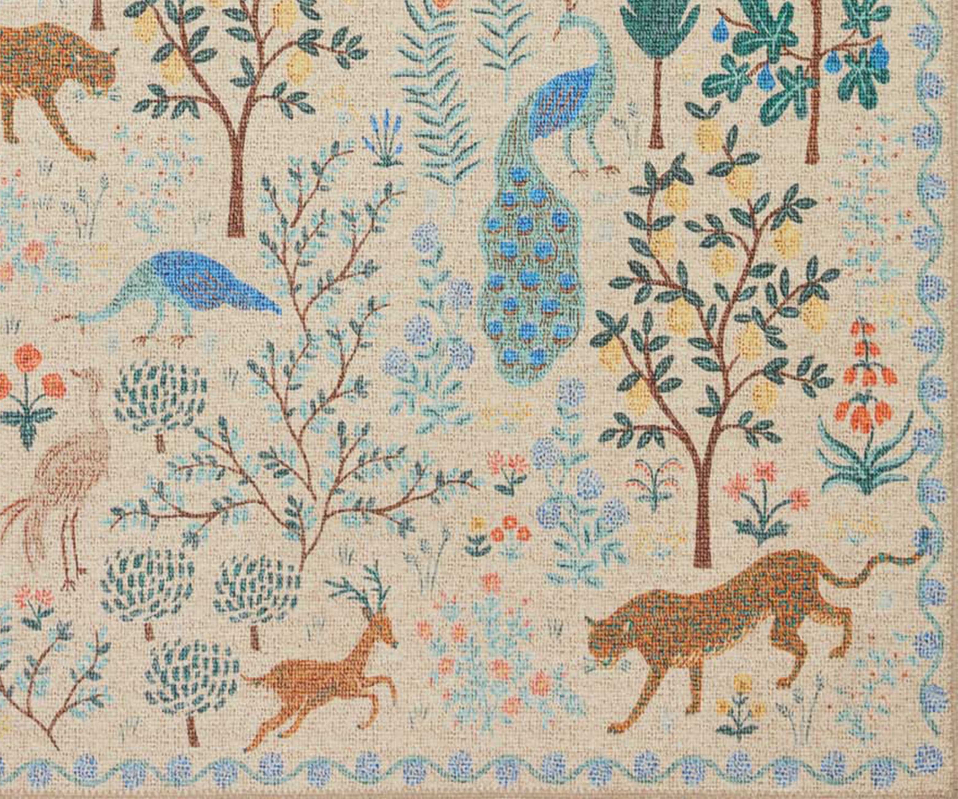 Cloverpaperco™ - Menagerie Forest Printed Rug - Cream