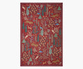 Cloverpaperco™ - Menagerie Forest Printed Rug - Crimson