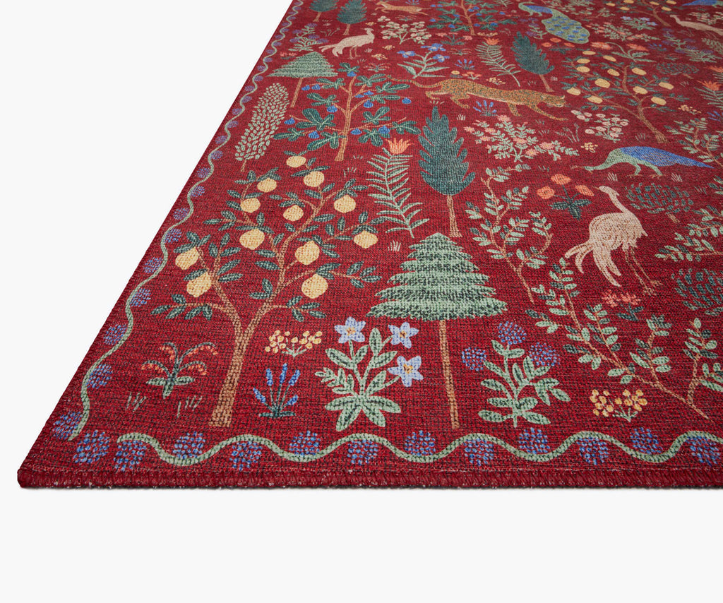 Cloverpaperco™ - Menagerie Forest Printed Rug - Crimson