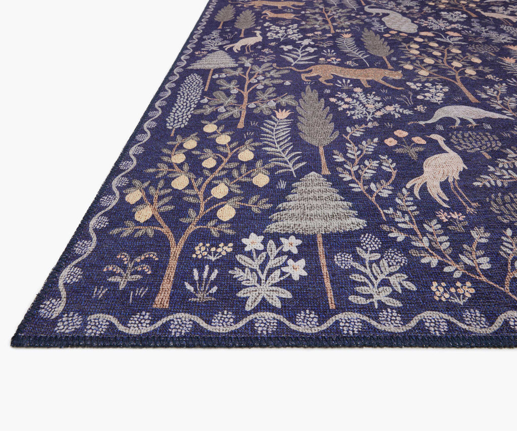 Cloverpaperco™ - Menagerie Forest Printed Rug - Navy