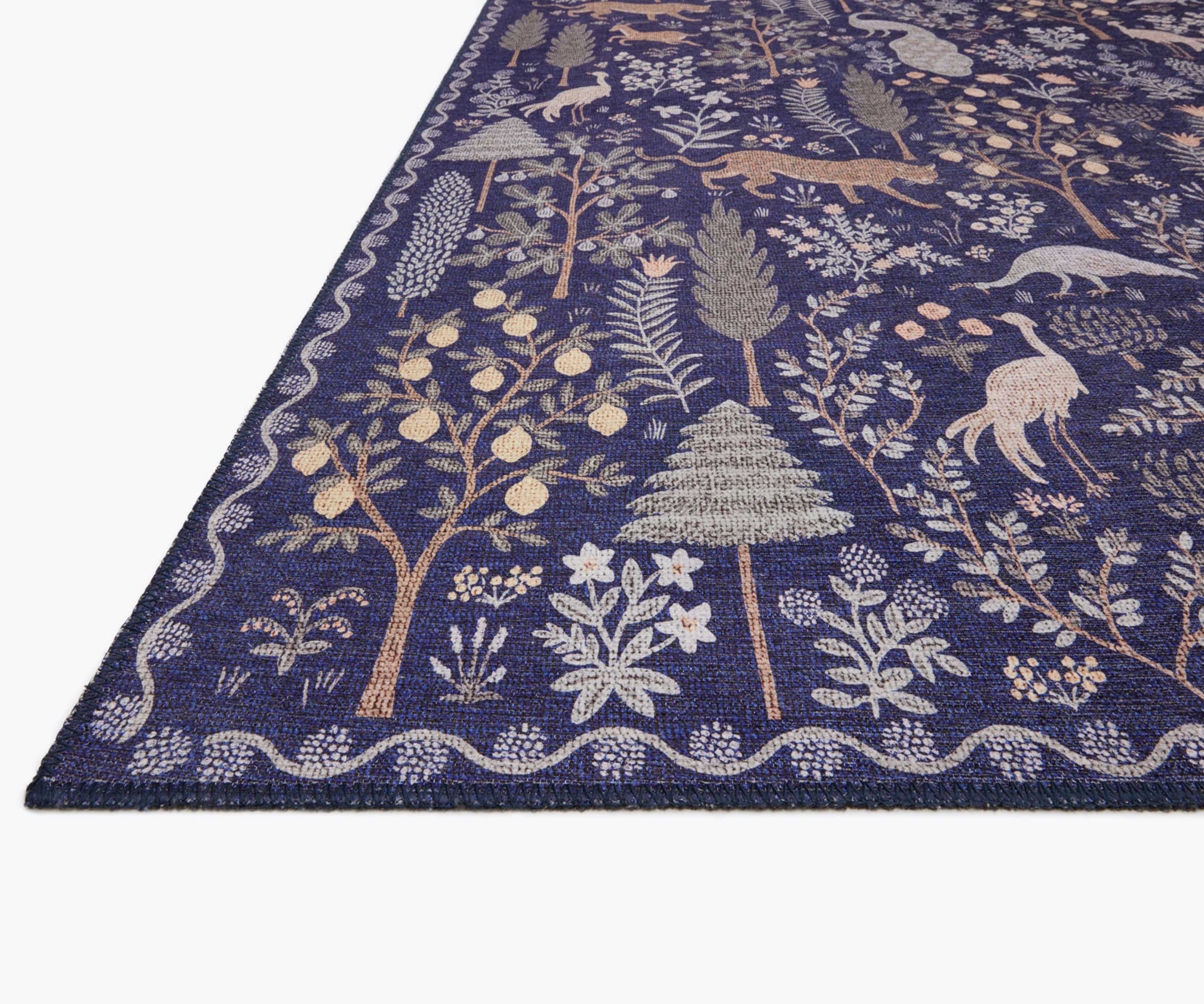 Cloverpaperco™ - Menagerie Forest Printed Rug - Navy