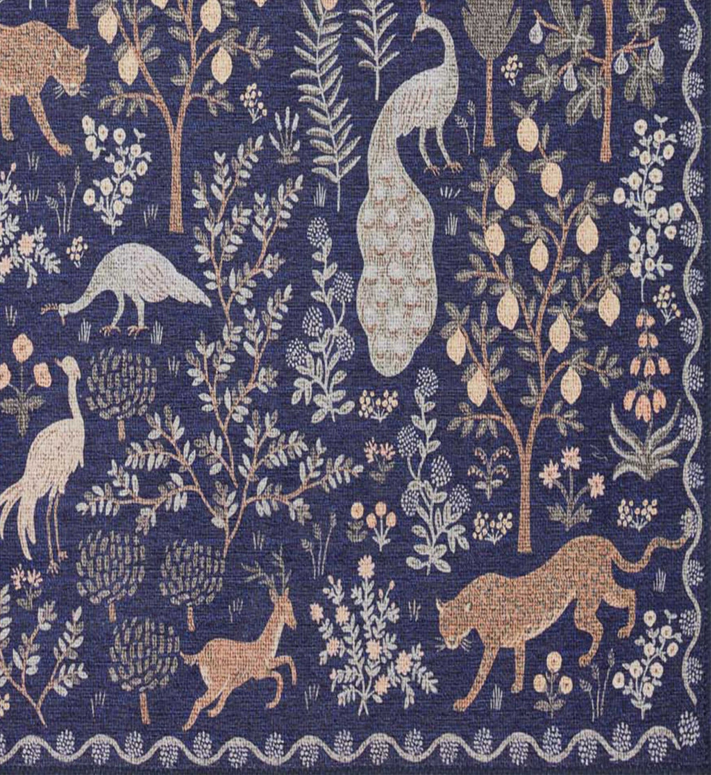Cloverpaperco™ - Menagerie Forest Printed Rug - Navy
