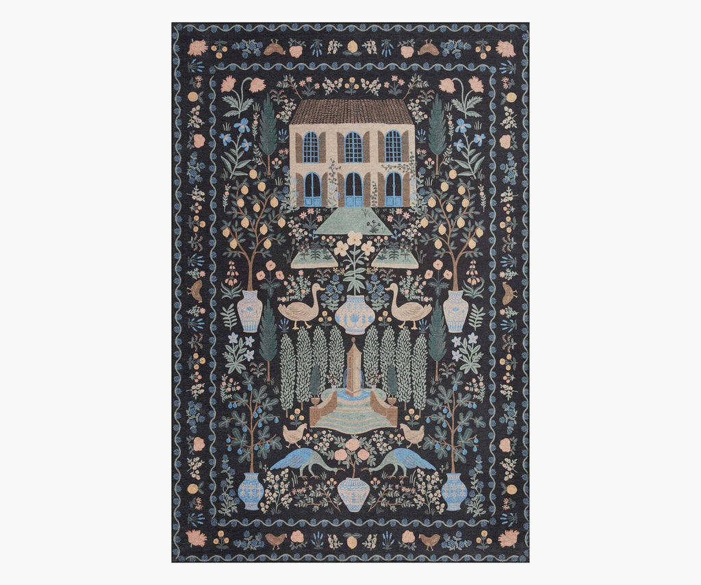Cloverpaperco™ - Menagerie Camont Printed Rug - Black