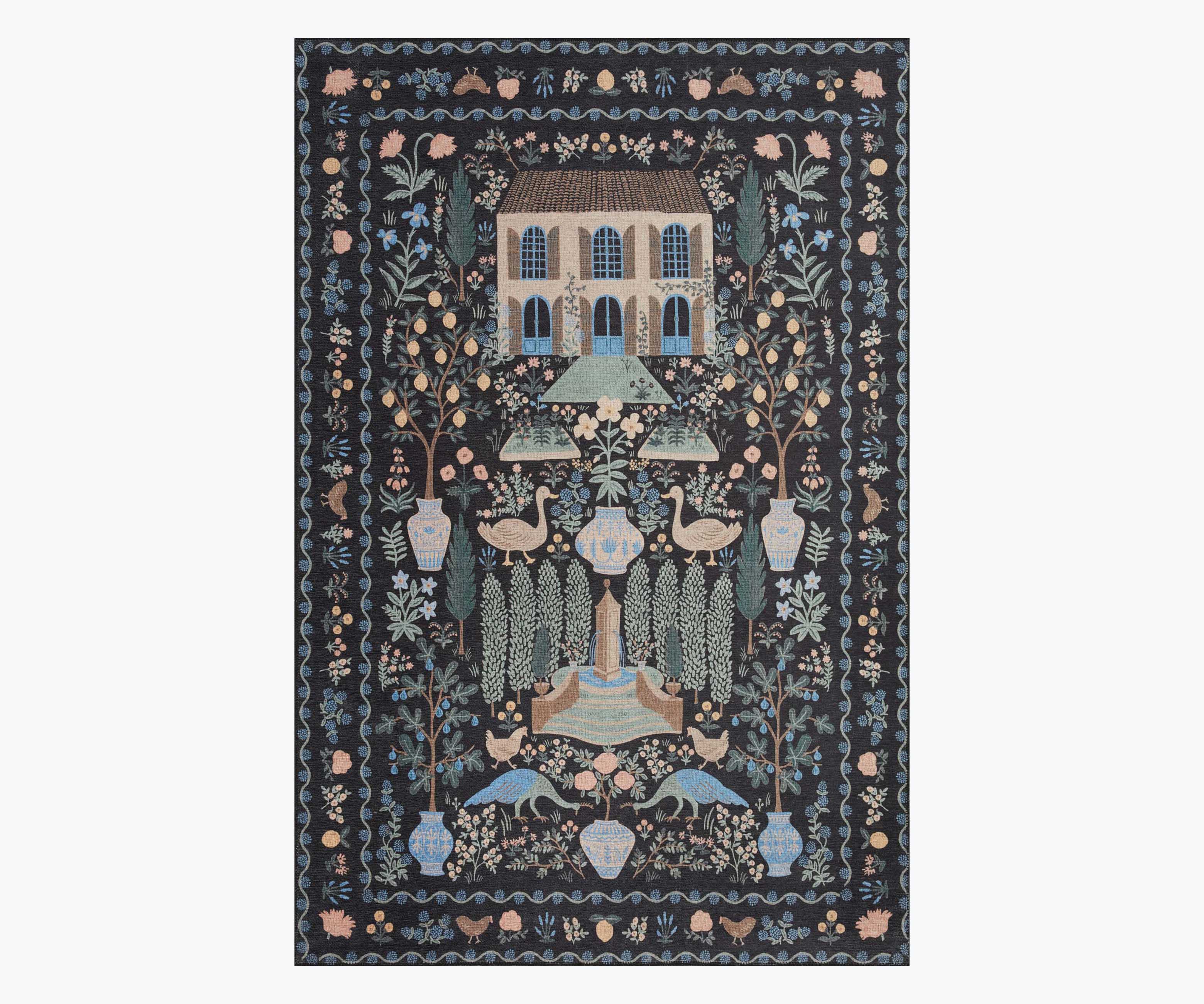 Cloverpaperco™ - Menagerie Camont Printed Rug - Black