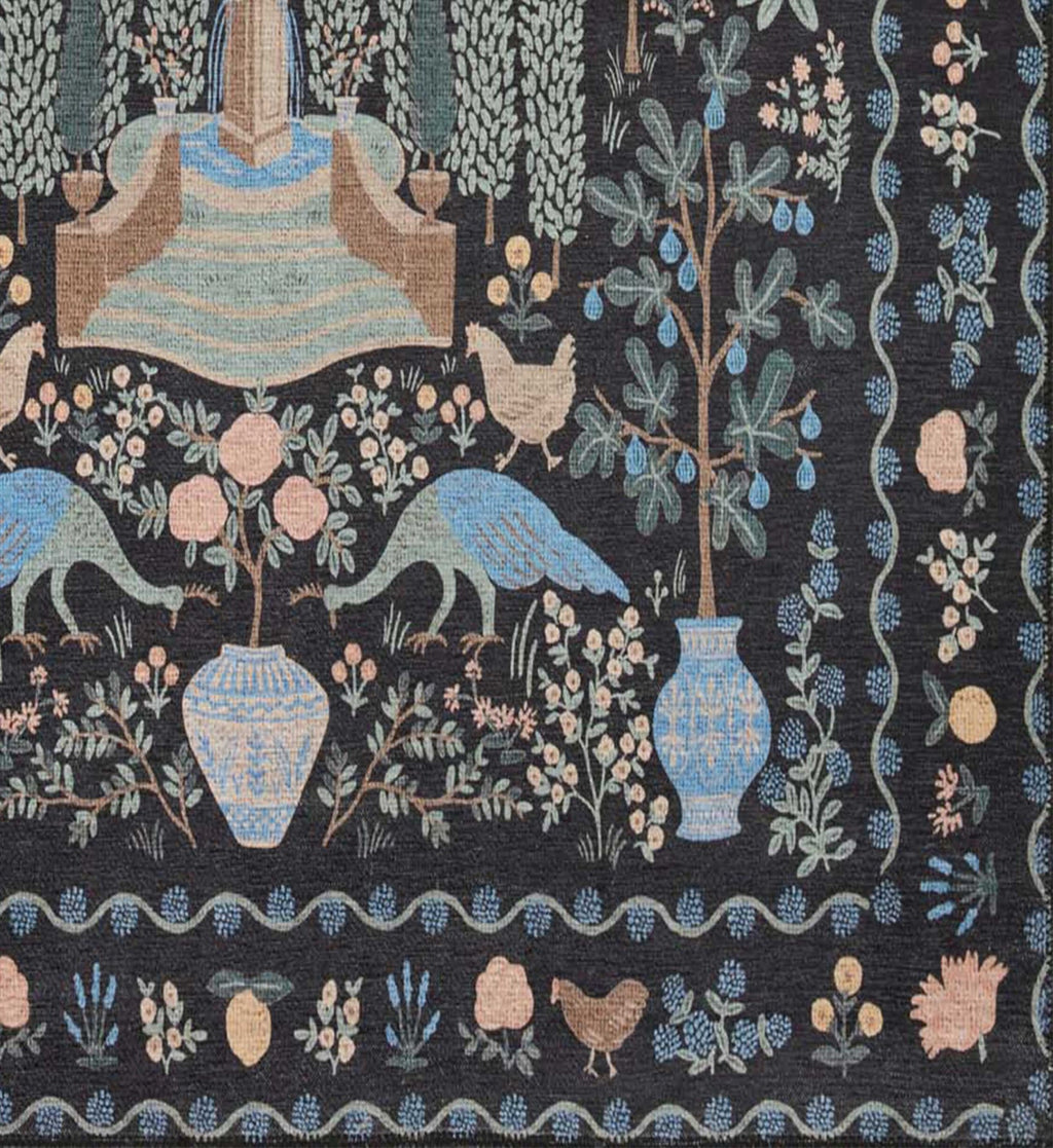 Cloverpaperco™ - Menagerie Camont Printed Rug - Black