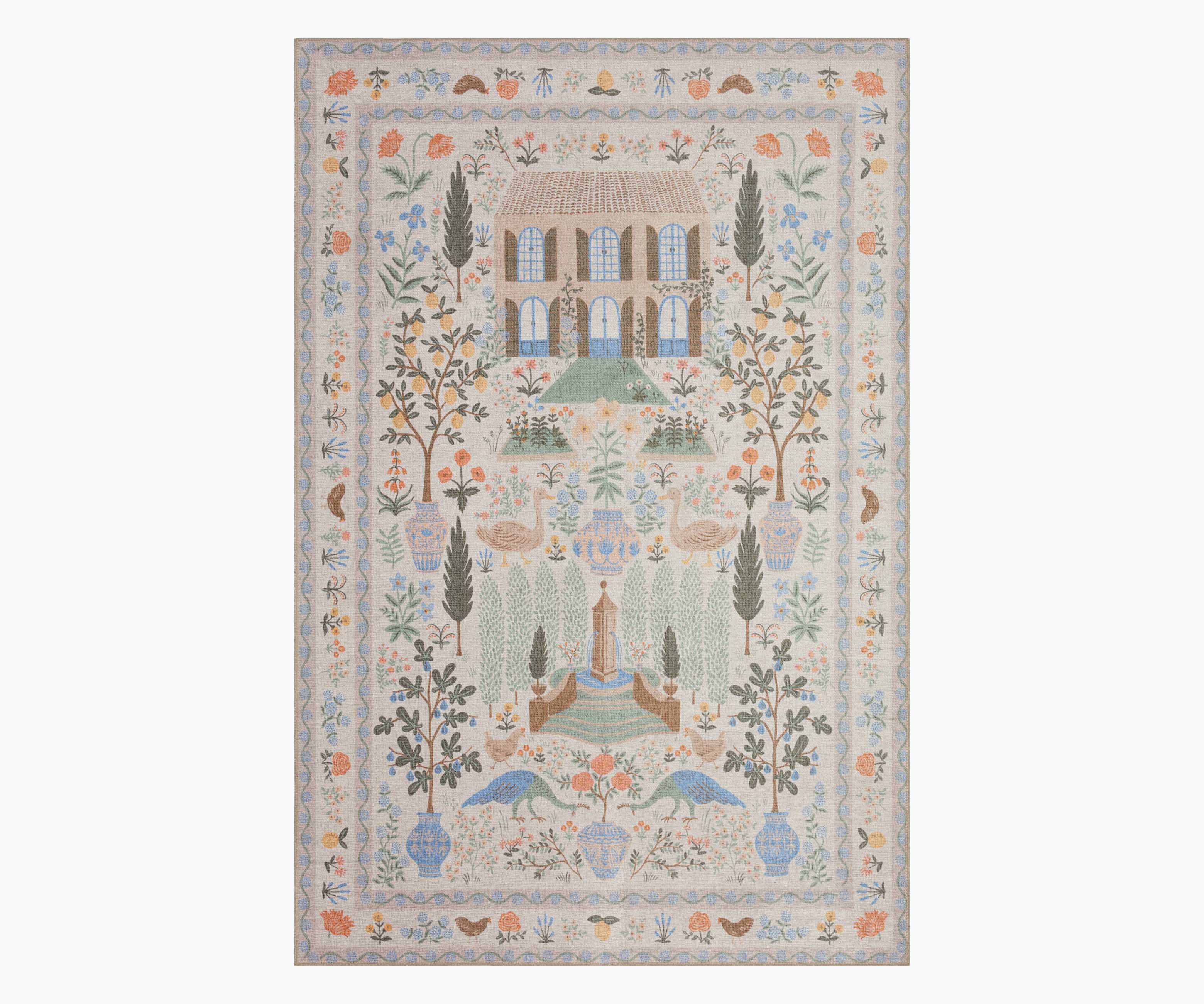 Cloverpaperco™ - Menagerie Camont Printed Rug - Cream
