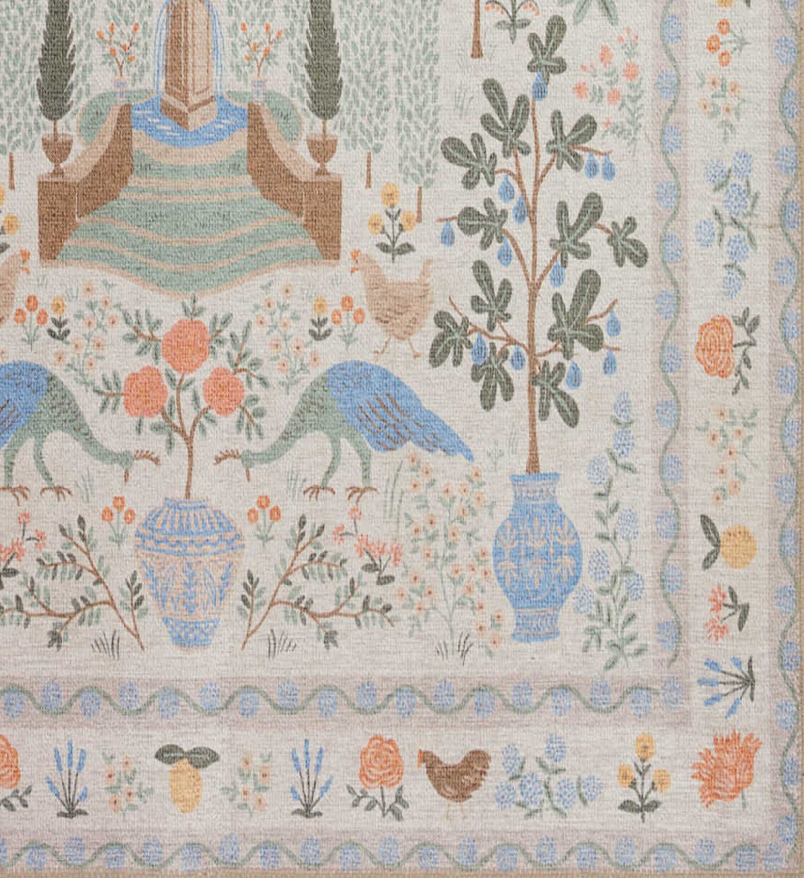 Cloverpaperco™ - Menagerie Camont Printed Rug - Cream