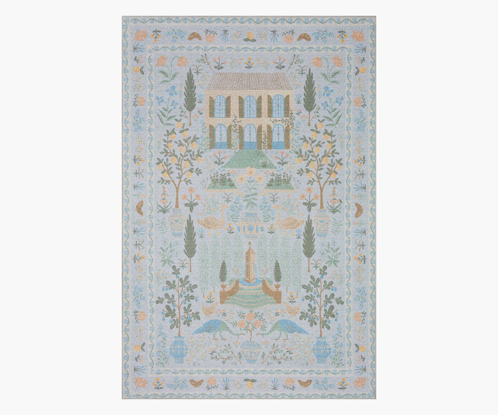 Cloverpaperco™ - Menagerie Camont Printed Rug - Light Blue