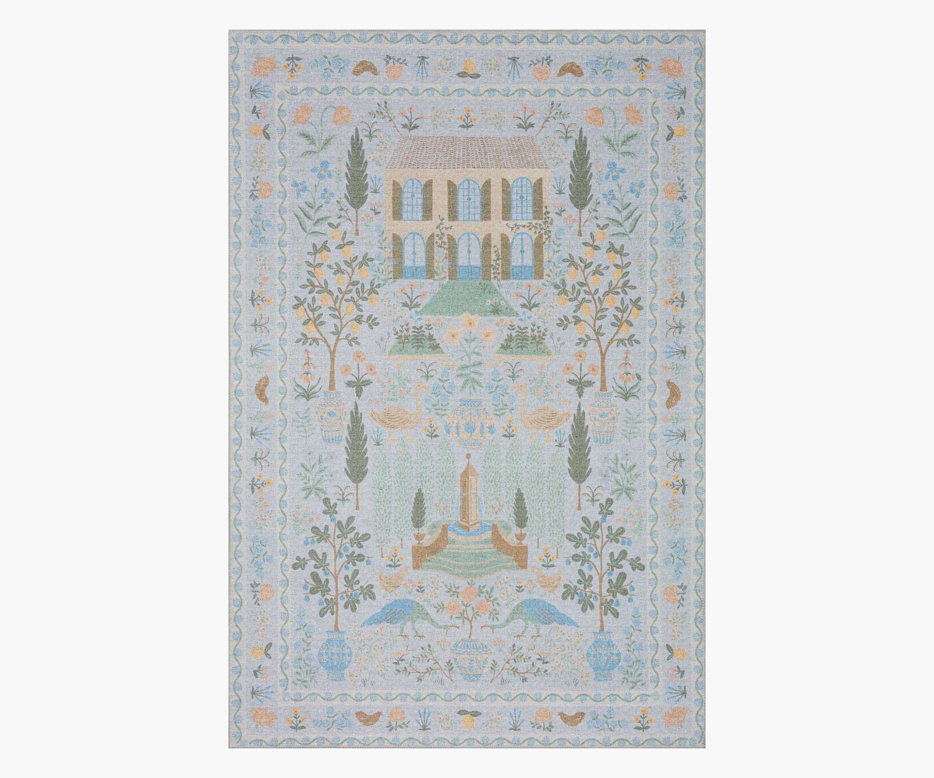 Cloverpaperco™ - Menagerie Camont Printed Rug - Light Blue