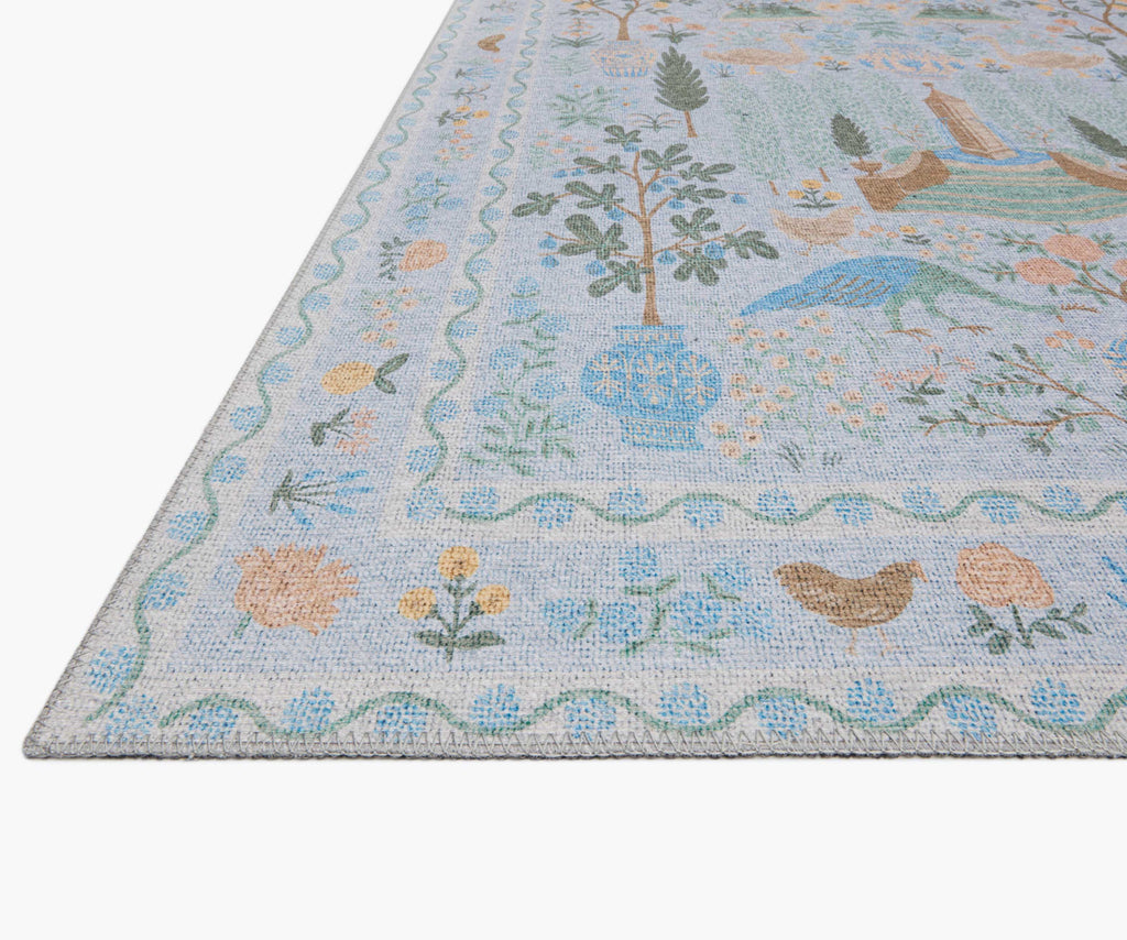 Cloverpaperco™ - Menagerie Camont Printed Rug - Light Blue