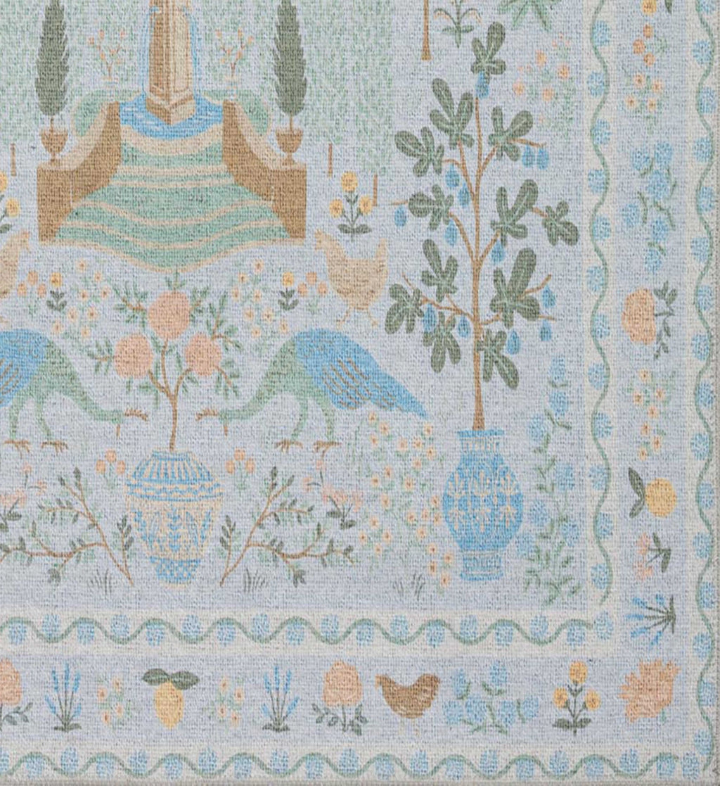 Cloverpaperco™ - Menagerie Camont Printed Rug - Light Blue