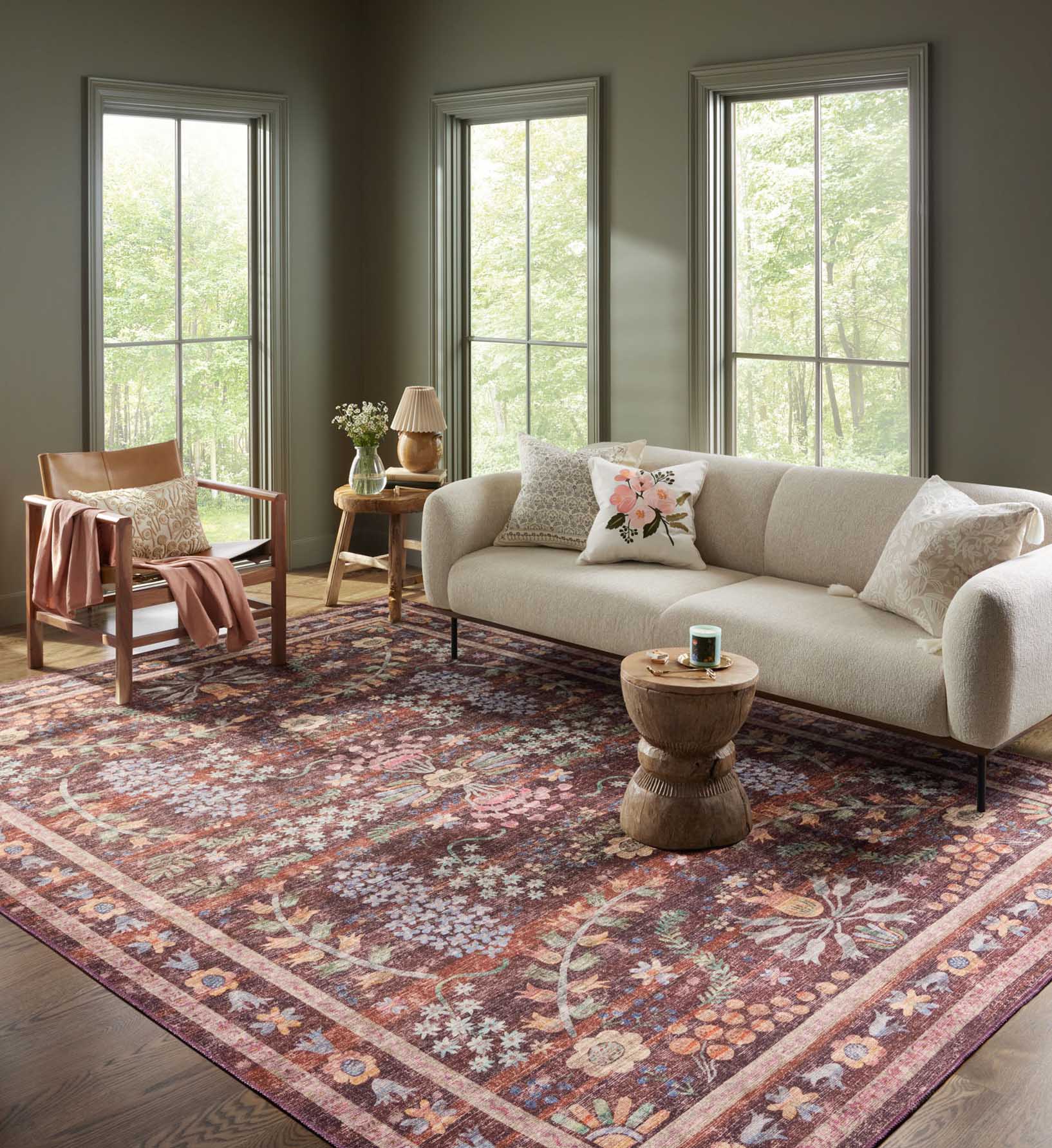 Cloverpaperco™ - Maison Frances Power Loomed Rug - Burgundy