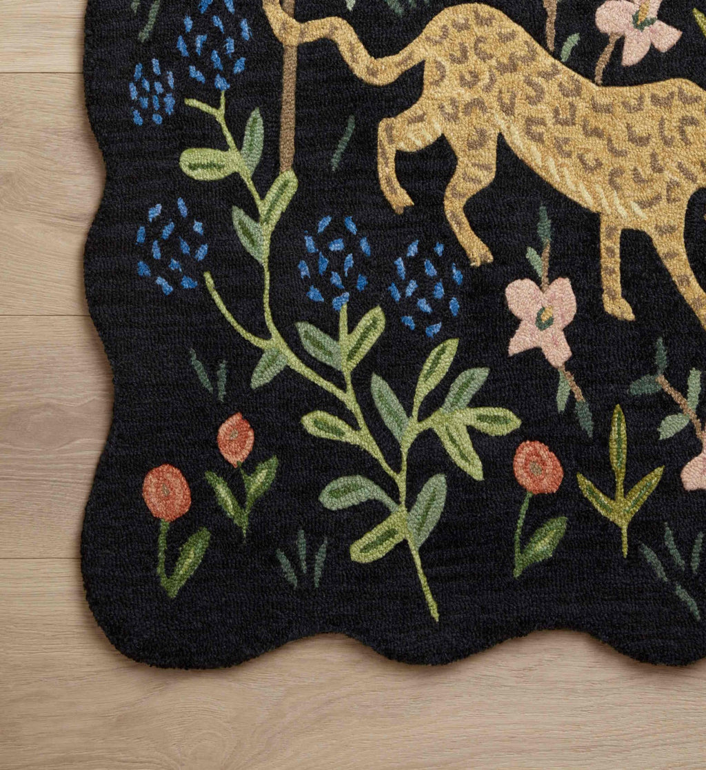 Cloverpaperco™ - Menagerie Wool-Hooked Rug - Black
