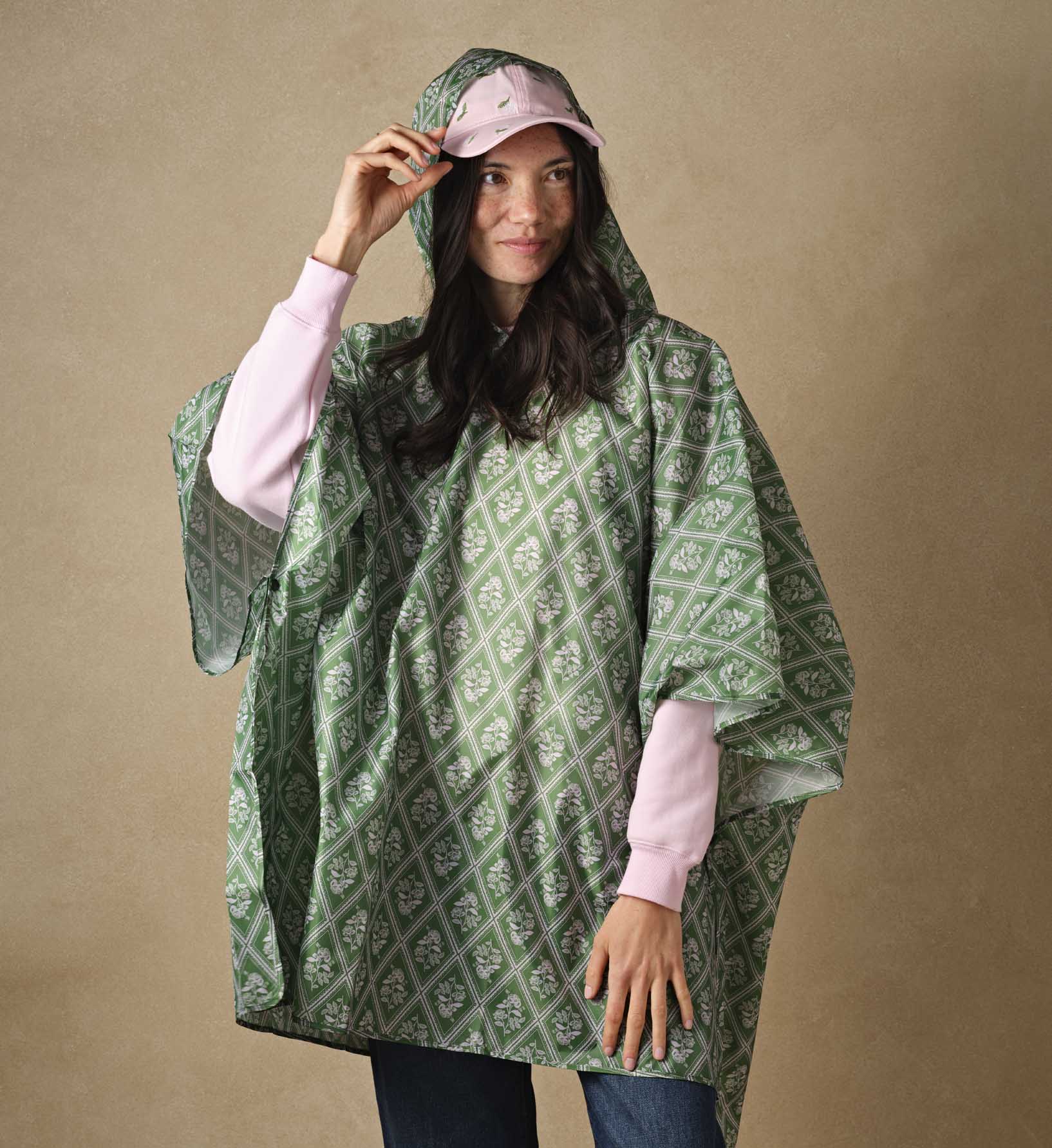 Cloverpaperco™ - Packable Rain Poncho - Rose Study