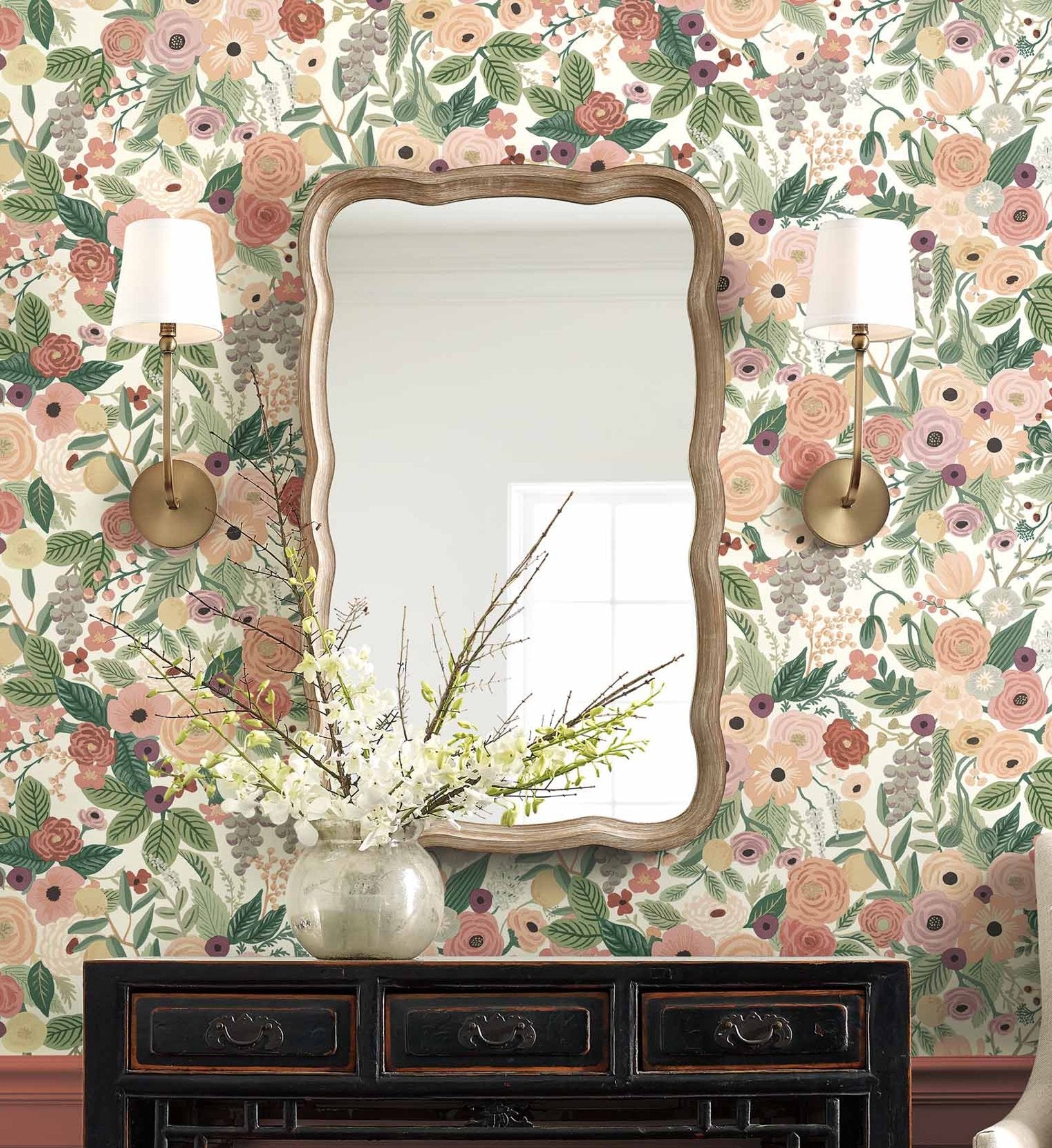 Cloverpaperco™ - Garden Party Wallpaper - Burgundy Multi