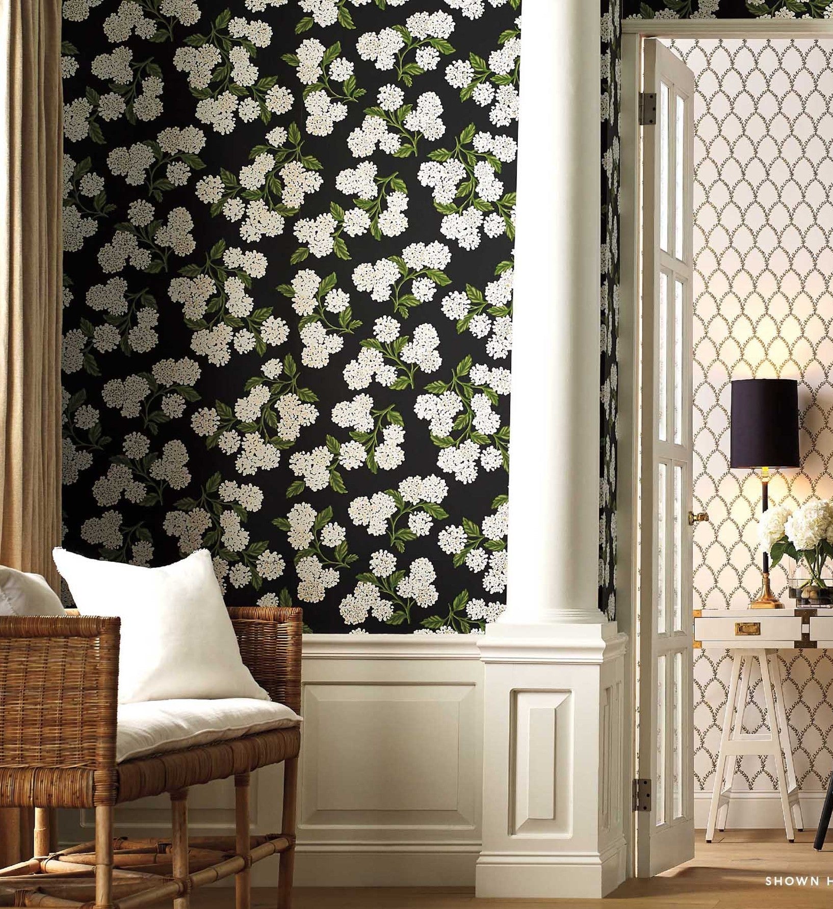 Cloverpaperco™ - Hydrangea Wallpaper - Black & White