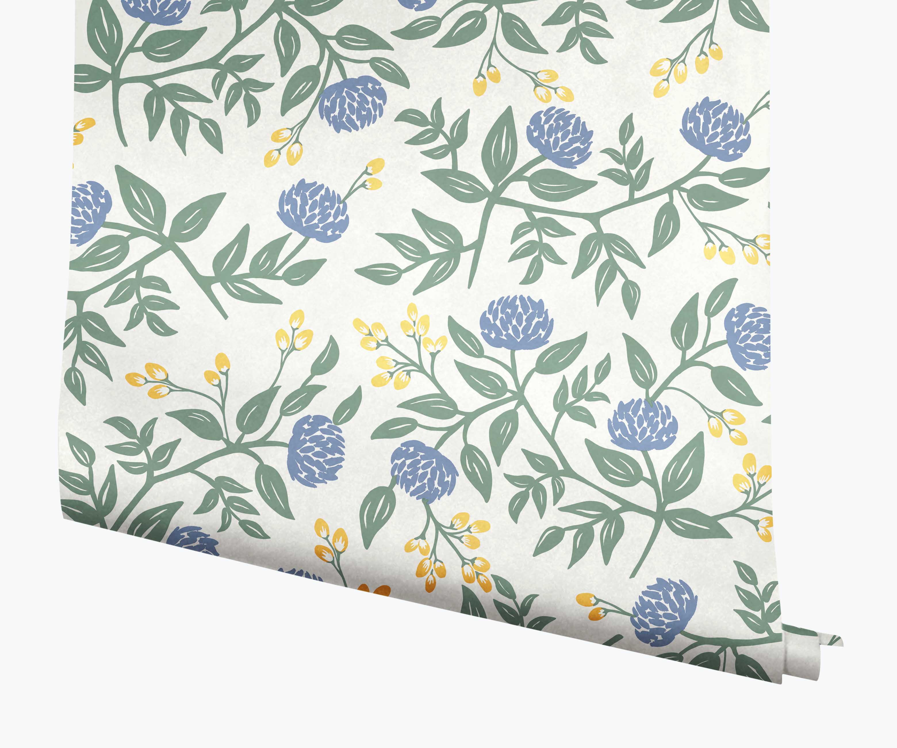 Cloverpaperco™ - Peonies Wallpaper - Periwinkle & Sage