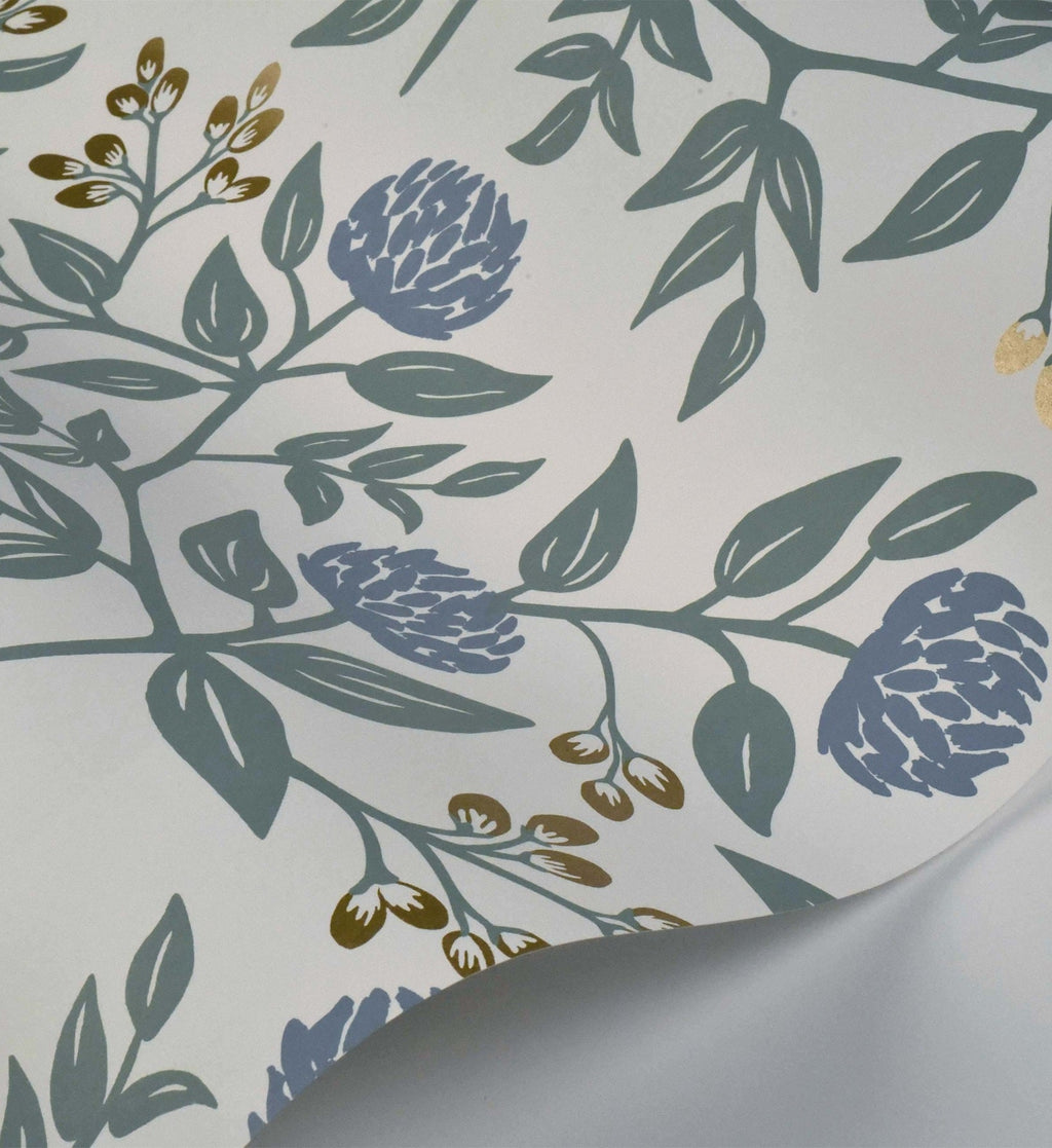 Cloverpaperco™ - Peonies Wallpaper - Periwinkle & Sage