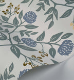 Cloverpaperco™ - Peonies Wallpaper - Periwinkle & Sage