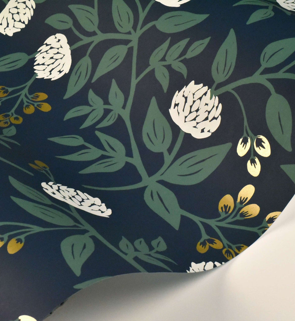 Cloverpaperco™ - Peonies Wallpaper - Navy
