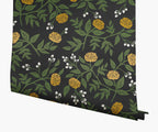 Cloverpaperco™ - Peonies Wallpaper - Black & Metallic Gold