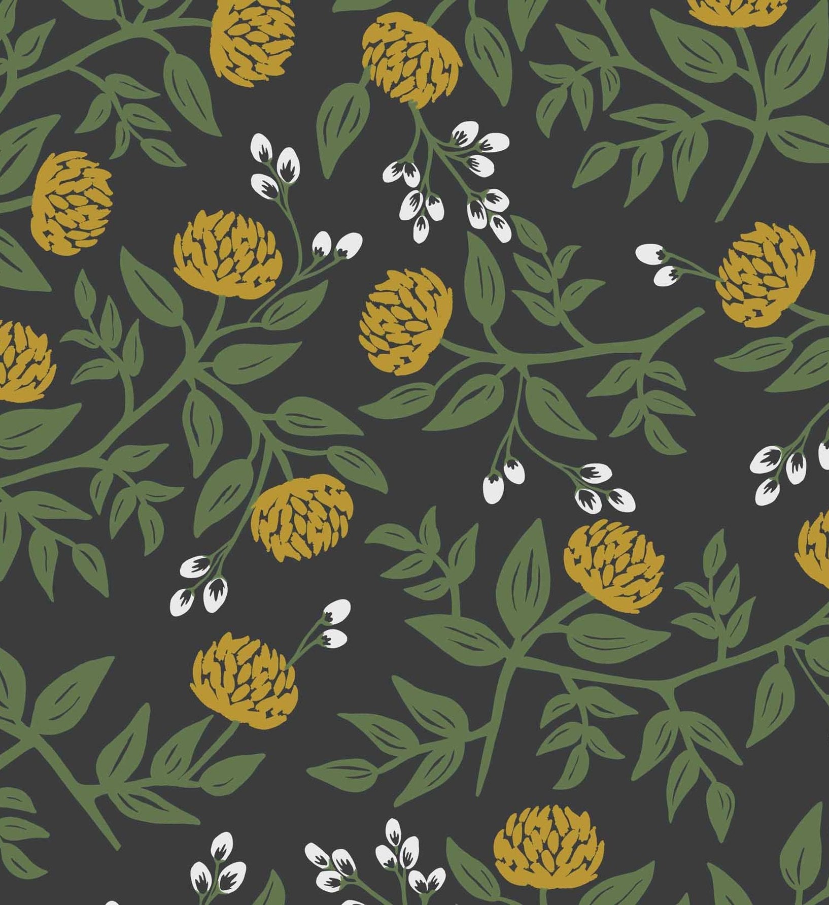 Cloverpaperco™ - Peonies Wallpaper - Black & Metallic Gold