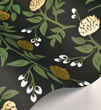 Cloverpaperco™ - Peonies Wallpaper - Black & Metallic Gold